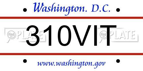 310VIT District Of Columbia License Plate