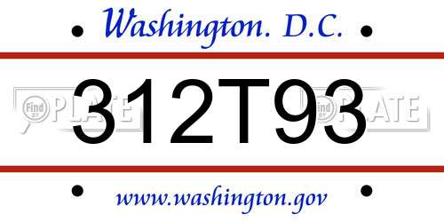 312T93 District Of Columbia License Plate