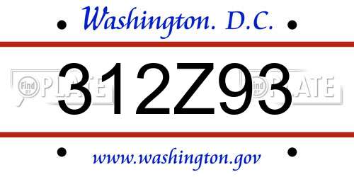 312Z93 District Of Columbia License Plate