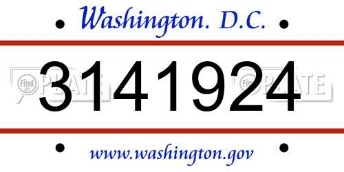 3141924 District Of Columbia License Plate