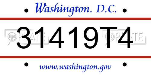 31419T4 District Of Columbia License Plate
