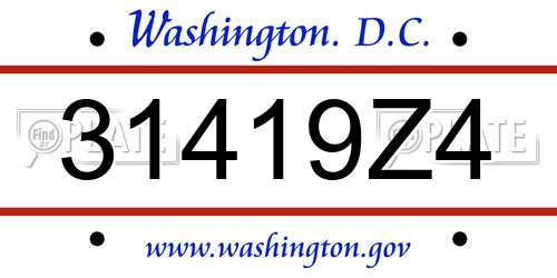 31419Z4 District Of Columbia License Plate