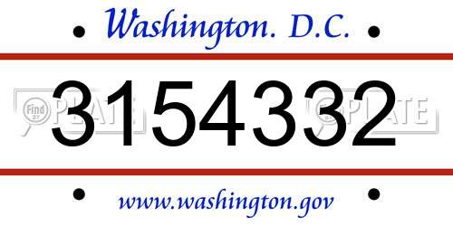 3154332 District Of Columbia License Plate