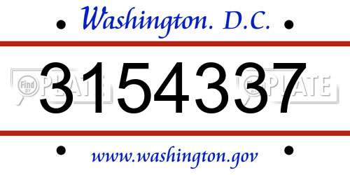 3154337 District Of Columbia License Plate