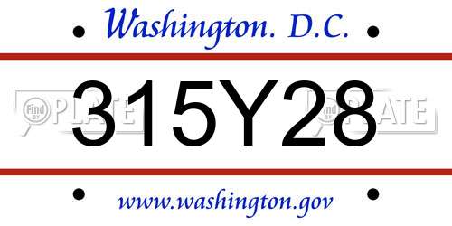 315Y28 District Of Columbia License Plate
