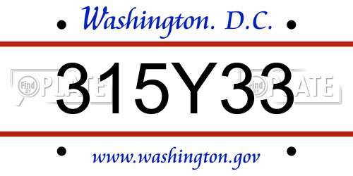 315Y33 District Of Columbia License Plate
