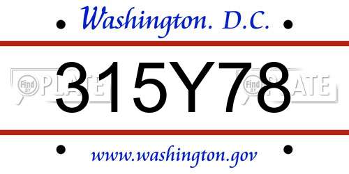 315Y78 District Of Columbia License Plate