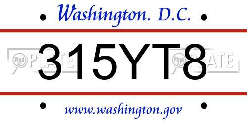 315YT8 District Of Columbia License Plate