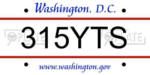 315YTS District Of Columbia License Plate