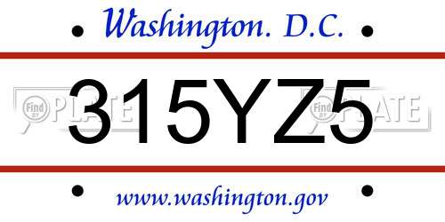 315YZ5 District Of Columbia License Plate