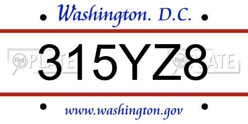 315YZ8 District Of Columbia License Plate