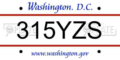 315YZS District Of Columbia License Plate
