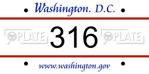 316 District Of Columbia License Plate