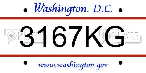3167KG District Of Columbia License Plate