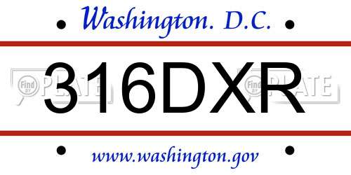 316DXR District Of Columbia License Plate