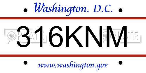 316KNM District Of Columbia License Plate