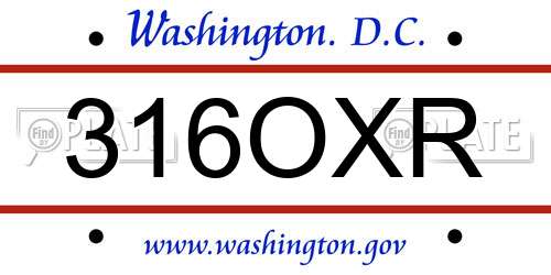 316OXR District Of Columbia License Plate