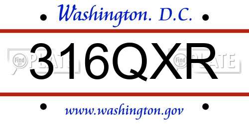 316QXR District Of Columbia License Plate