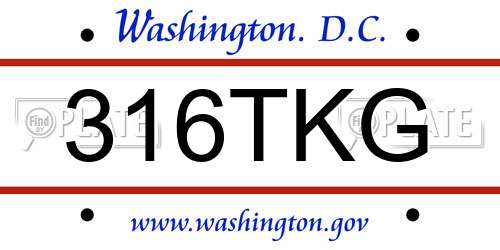 316TKG District Of Columbia License Plate