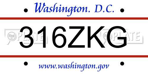 316ZKG District Of Columbia License Plate