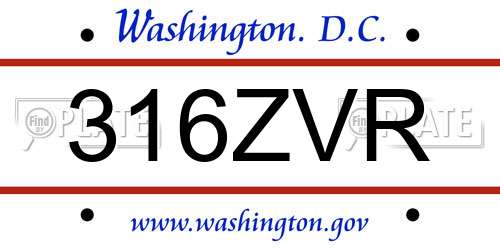 316ZVR District Of Columbia License Plate