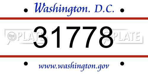 31778 District Of Columbia License Plate
