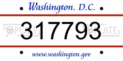317793 District Of Columbia License Plate