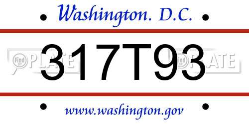 317T93 District Of Columbia License Plate