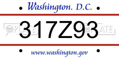317Z93 District Of Columbia License Plate