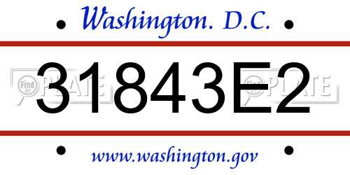31843E2 District Of Columbia License Plate