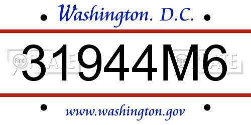 31944M6 District Of Columbia License Plate