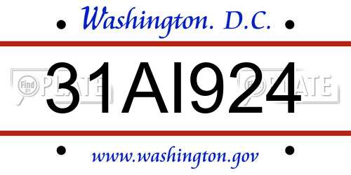 31AI924 District Of Columbia License Plate