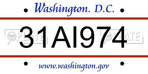 31AI974 District Of Columbia License Plate