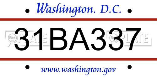 31BA337 District Of Columbia License Plate