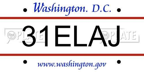 31ELAJ District Of Columbia License Plate