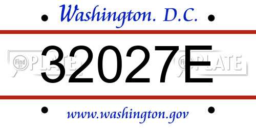 32027E District Of Columbia License Plate