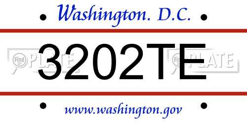 3202TE District Of Columbia License Plate