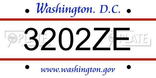 3202ZE District Of Columbia License Plate