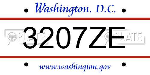 3207ZE District Of Columbia License Plate