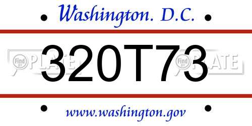 320T73 District Of Columbia License Plate
