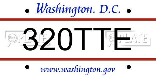 320TTE District Of Columbia License Plate