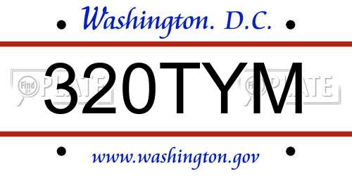 320TYM District Of Columbia License Plate