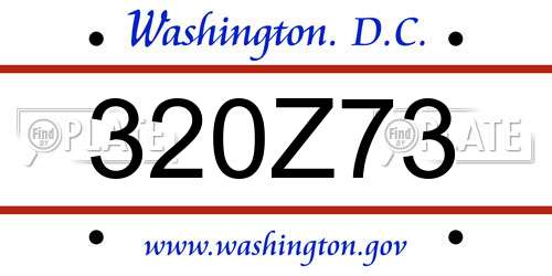 320Z73 District Of Columbia License Plate