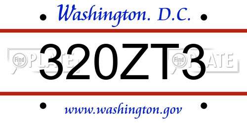 320ZT3 District Of Columbia License Plate