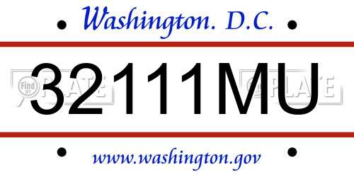 32111MU District Of Columbia License Plate