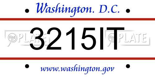 3215IT District Of Columbia License Plate