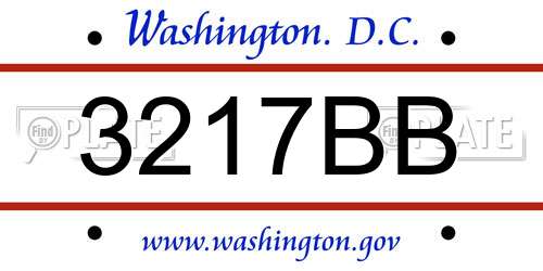 3217BB District Of Columbia License Plate