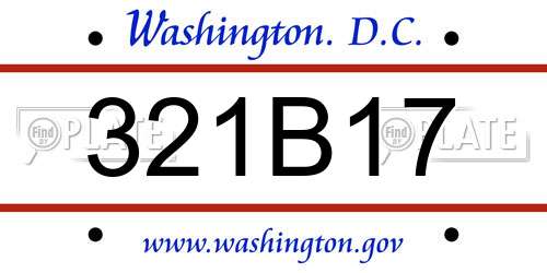 321B17 District Of Columbia License Plate
