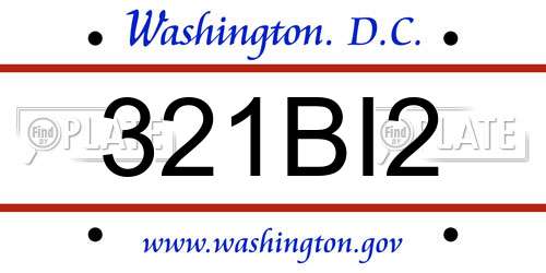 321BI2 District Of Columbia License Plate