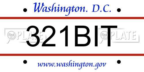 321BIT District Of Columbia License Plate